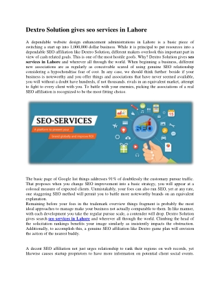 Dextro Solution gives seo services in Lahore