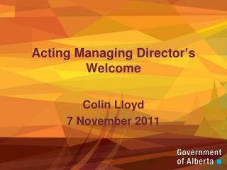Acting Managing Director’s Welcome