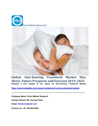 Global Anti-Snoring Treatment Market Size, Share, Future Prospects and Forecast 2019-2025