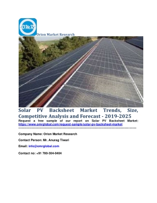 Solar PV Backsheet Market Trends, Size, Competitive Analysis and Forecast - 2019-2025