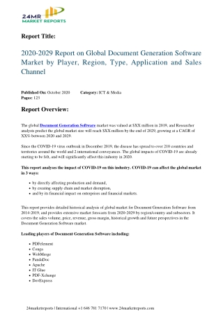 Document Generation Software Market by Player, Region, Type, Application and Sales Channel 2029