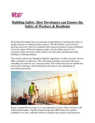 Building Safety: How Developers can Ensure the Safety of Workers & Residents
