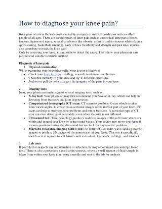 How to diagnose your knee pain?