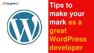 Tips to make your mark as a great WordPress developer