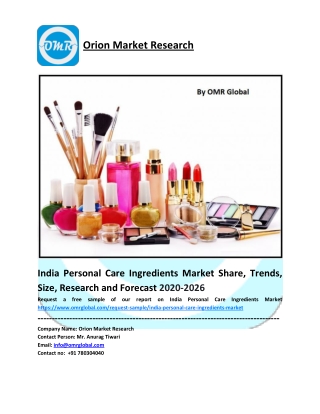 India Personal Care Ingredients Market Size, Share, Analysis, Industry Report and Forecast to 2026