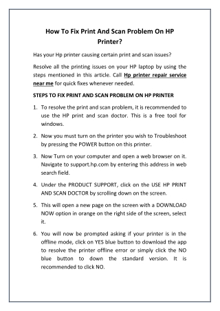 How To Fix Print And Scan Problem On HP Printer?