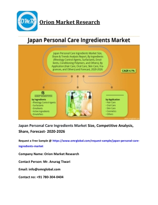 Japan Personal Care Ingredients Market Size, Competitive Analysis, Share, Forecast- 2020-2026