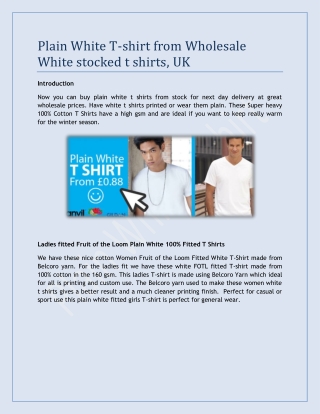 Plain White T-shirt from Wholesale White stocked t shirts, UK