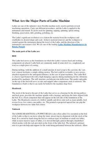 What Are the Major Parts of Lathe Machine ?