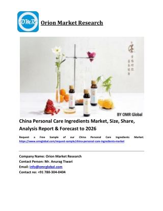 China Personal Care Ingredients Market Size, Industry Trends, Share and Forecast 2020-2026