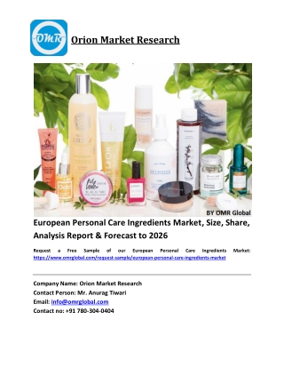 European Personal Care Ingredients Market Size, Industry Trends, Share and Forecast 2020-2026