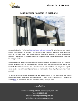 Best Interior Painters in Brisbane