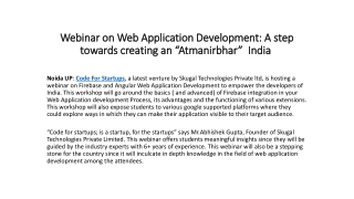 Webinar on Web Application Development: A step towards creating an “Atmanirbhar”  India