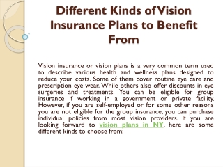 Different Kinds of Vision Insurance Plans to Benefit From