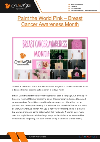 Paint the World Pink – Breast Cancer Awareness Month