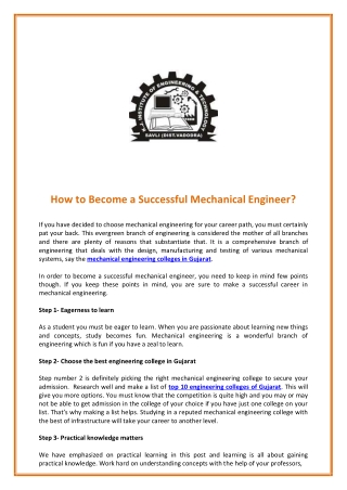 How to Become a Successful Mechanical Engineer