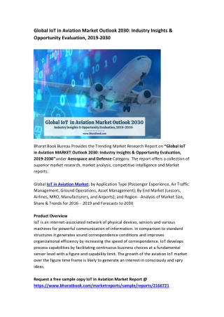 Global IoT in Aviation Market Outlook 2030