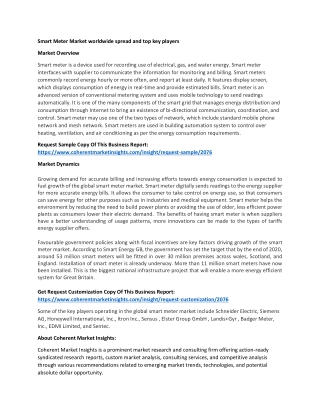 Smart Meter Market worldwide spread and top key players