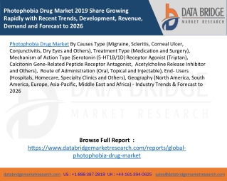 Photophobia Drug Market 2019 Share Growing Rapidly with Recent Trends, Development, Revenue, Demand and Forecast to 2026