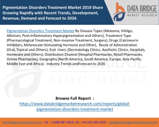 Pigmentation Disorders Treatment Market 2019 Share Growing Rapidly with Recent Trends, Development, Revenue, Demand and