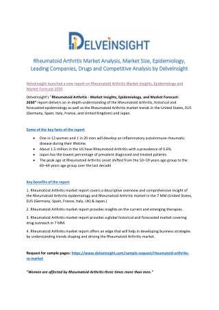 Rheumatoid Arthritis Market Analysis, Market Size, Epidemiology, Leading Companies, Drugs and Competitive Analysis by De
