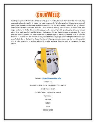 Mig Welding Machine Price | Cruxweld.com