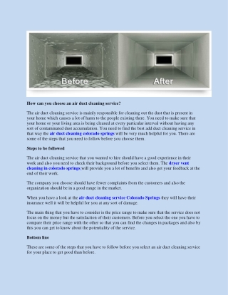 How can you choose an air duct cleaning service?