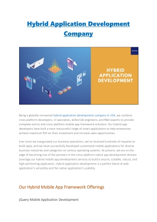 Hybrid App Development Company In NYC & NJ, USA