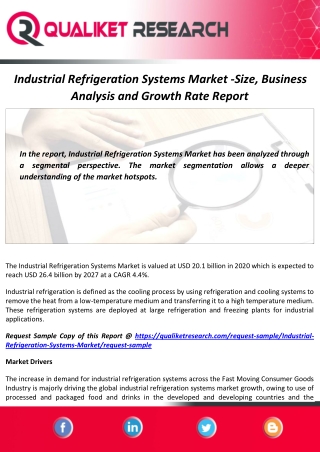 Industrial Refrigeration Systems Market Size, Future Scope and Forecast Report