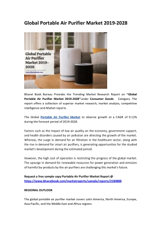 Global Portable Air Purifier Market 2019-2028