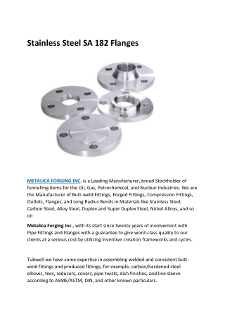 Stainless Steel SA 182 Flanges