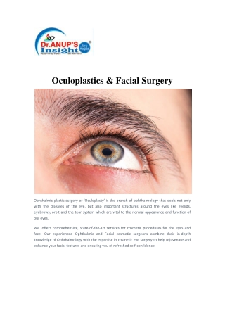 Oculoplastics & Facial Surgery in Trivandrum | Dr Anup's Insight Eye Hospital