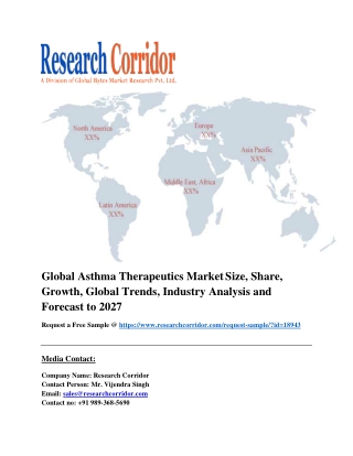 Global Asthma Therapeutics Market Size, Share, Growth, Global Trends, Industry Analysis and Forecast to 2027