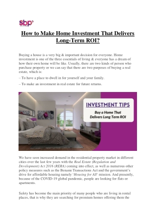 How to Make Home Investment That Delivers Long-Term ROI?