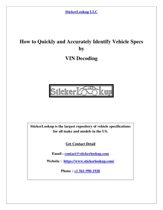 How to Quickly and Accurately Identify Vehicle Specs by VIN Decoding