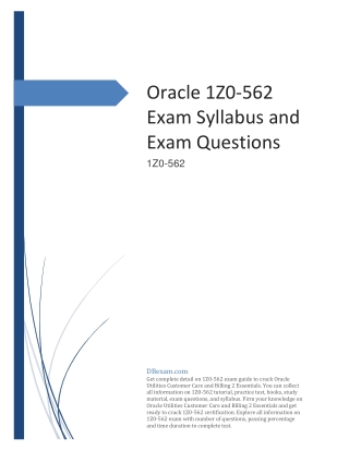 [2020] Oracle 1Z0-562 Exam Syllabus and Exam Questions