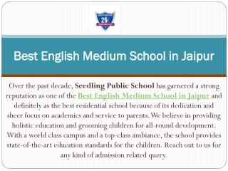 Best English Medium School Jaipur