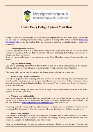 6 Skills Every College Aspirant Must Hone