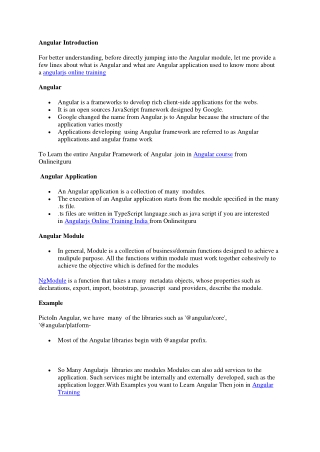 Angular Introduction and Angular Application