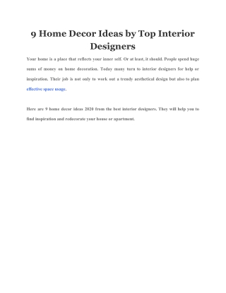 9 Home Decor Ideas by Top Interior Designers