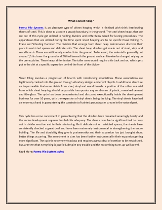 What is Sheet Piling?