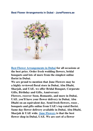 Best Flower Arrangements in Dubai - JuneFlowers.ae
