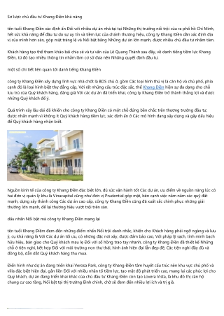 Nếu chưa tìm hiểu chủ đầu tư Khang Điền thì không nên mua nhà
