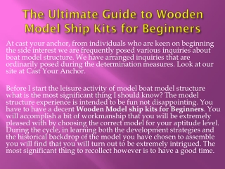 The Ultimate Guide to Wooden Model Ship Kits for Beginners