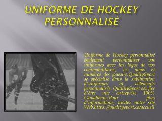 Uniforme de Hockey personnalisé