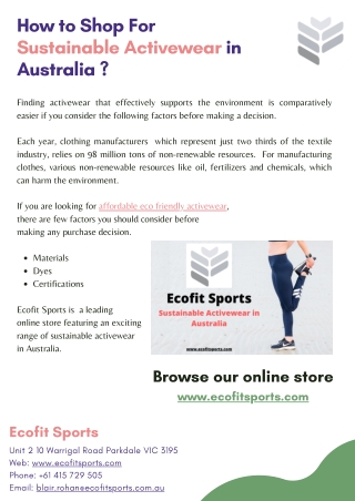 How to Shop For Sustainable Activewear in Australia