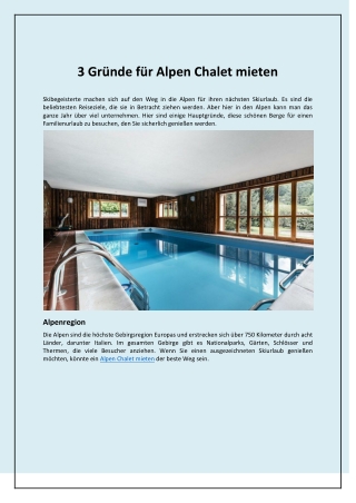 3 Gründe für Alpen Chalet mieten