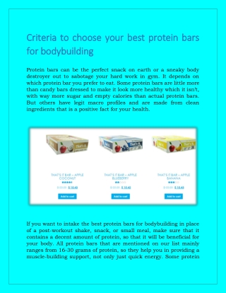 Criteria to choose your best protein bars for bodybuilding