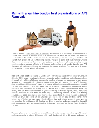 Man with a van hire London best organizations of AFS Removals