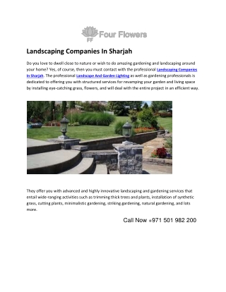Landscaping Companies In Sharjah